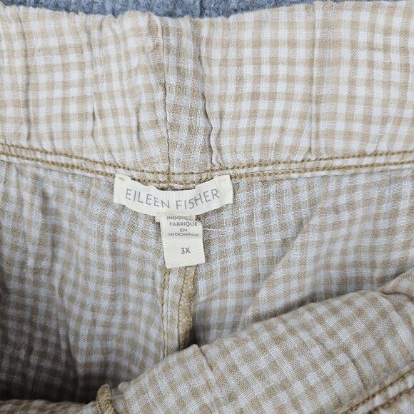 Eileen Fisher Pants Womens 3X Gingham Check Pull On Coastal Lightweight Tapered - Picture 6 of 8